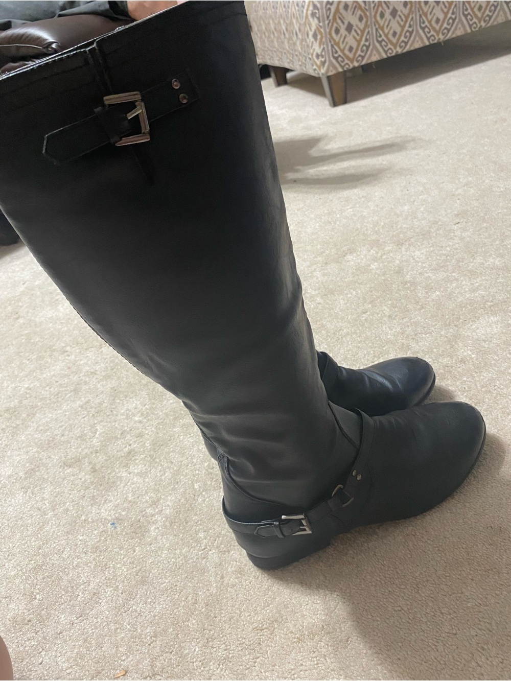 TOP Moda Black Over-the-Knee Buckle Boots
